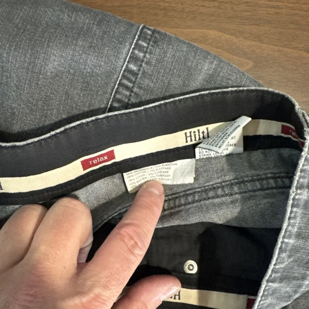 Hiltl Relax Jeans Mens 41 X 27 Gray Tapered Leg Worn‎ Hems Made In Germany